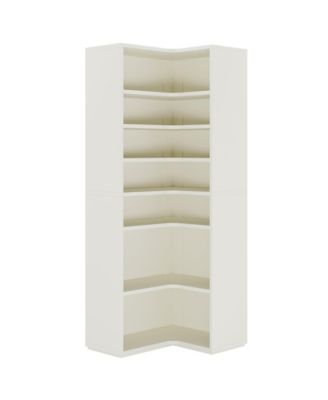 L Shaped Corner Bookcase with 9 Tier Storage and Display Shelves