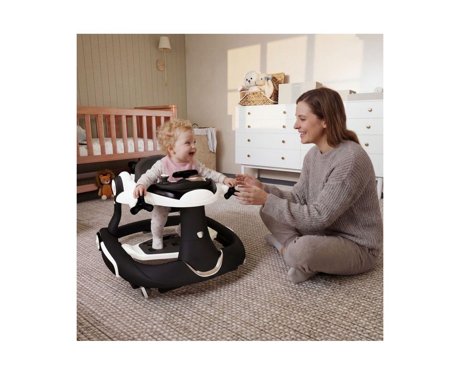 Convertible Baby Activity Walker with Adjustable Height, Foldable Design and Interactive Play Features