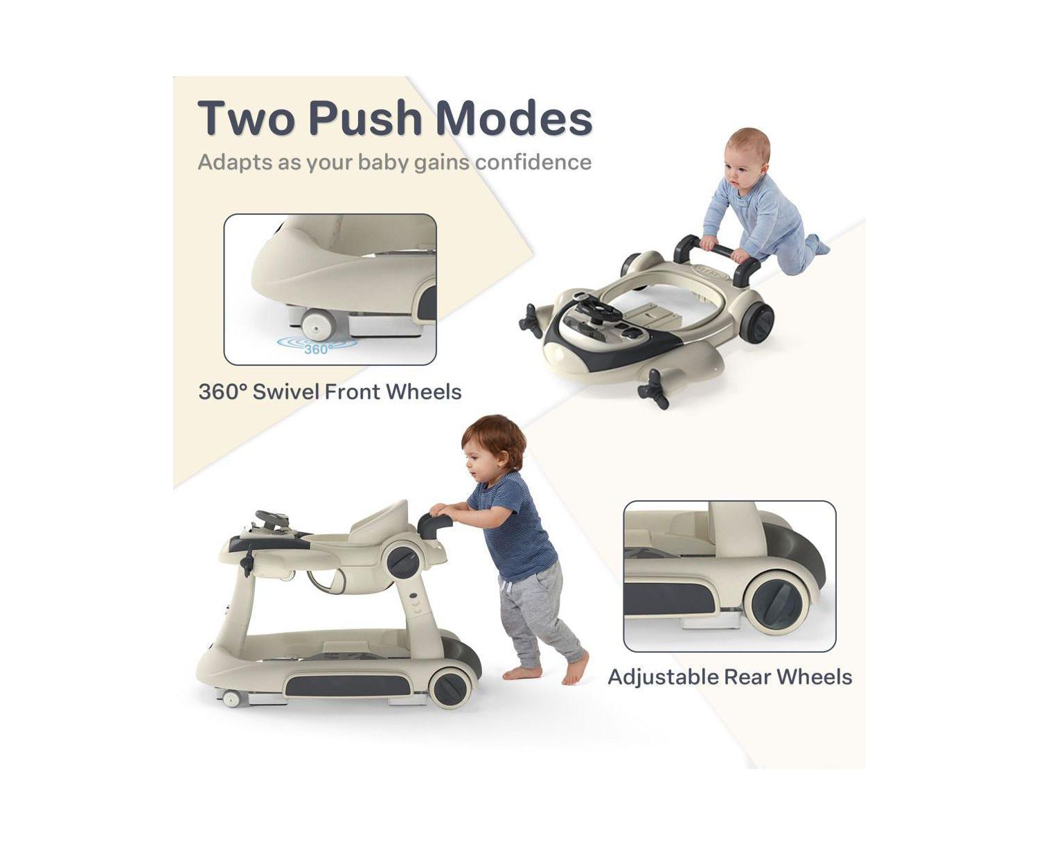 Convertible Baby Activity Walker with Adjustable Height, Foldable Design and Interactive Play Features