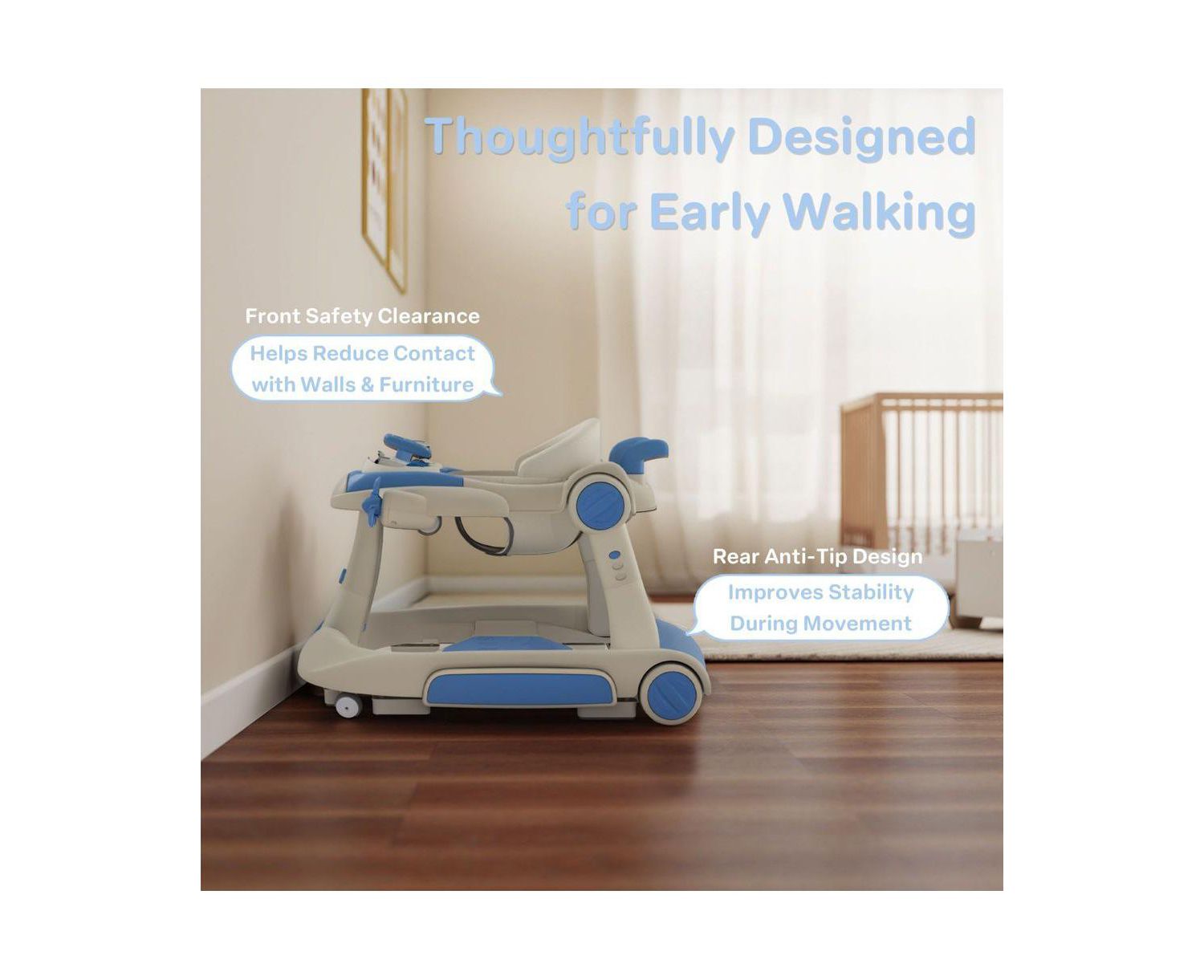 Convertible Baby Activity Walker with Adjustable Height, Foldable Design and Interactive Play Features