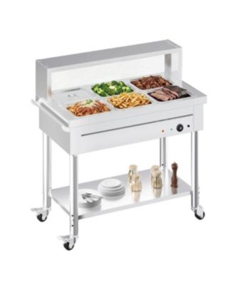 Commercial Food Warmer 1500W Electric Steam Table with 6x10QT Pans and Shelf