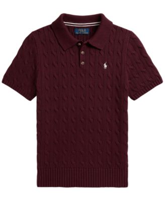 Boys' 8-20 Cable-Knit Cotton Polo Shirt