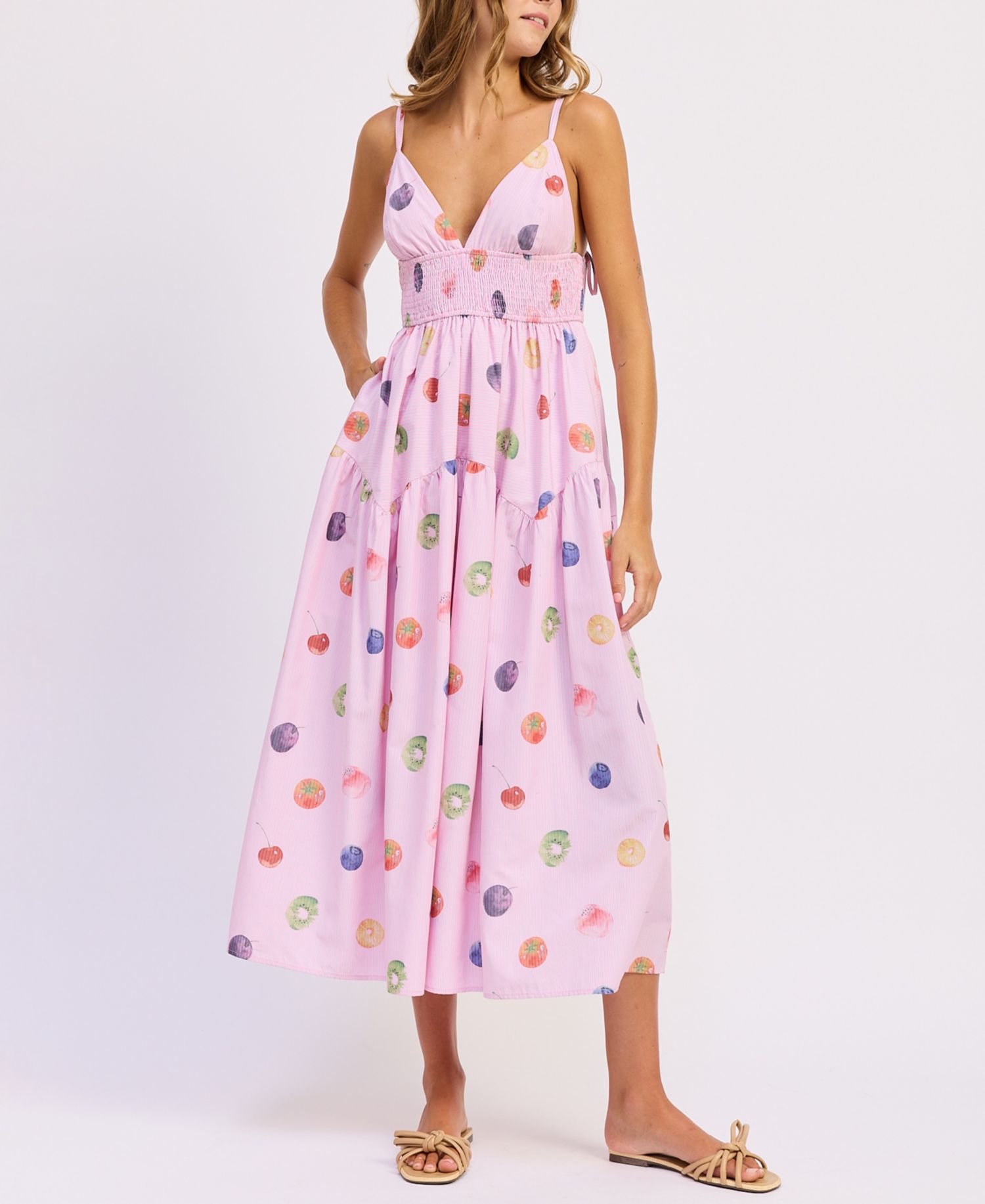 Women's V-Neck Fruit Medley Dress