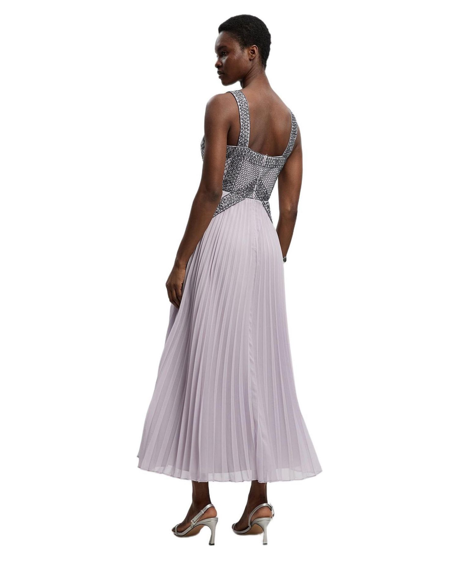 Women's Embellished Pleated Midi Dress
