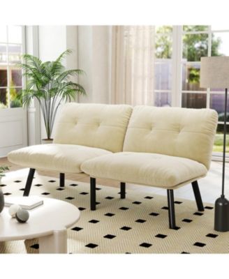 Modern Convertible Futon Sofa Bed, with Adjustable Backrest, Velvet Futon Couch, Convertible Folding sofa Bed, for Small Space, Apartment