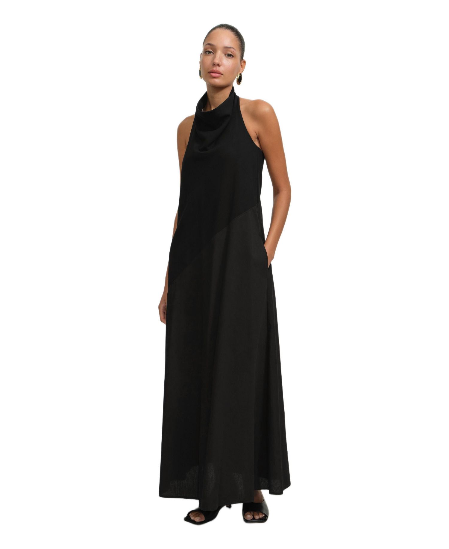Women's Denali Halter Open-Back Cotton Maxi Dress