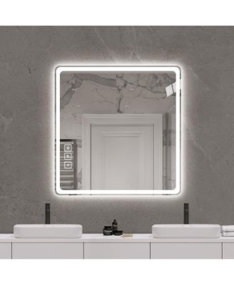 36x36 Inch LED Vanity Mirror for Bathroom Front Lights Wall Mounted Anti Fog Frameless Copper Free Silver Makeup Mirror Horizontal or Vertical
