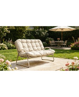 Premium Outdoor PE Rattan Double Chair with Metal Frame