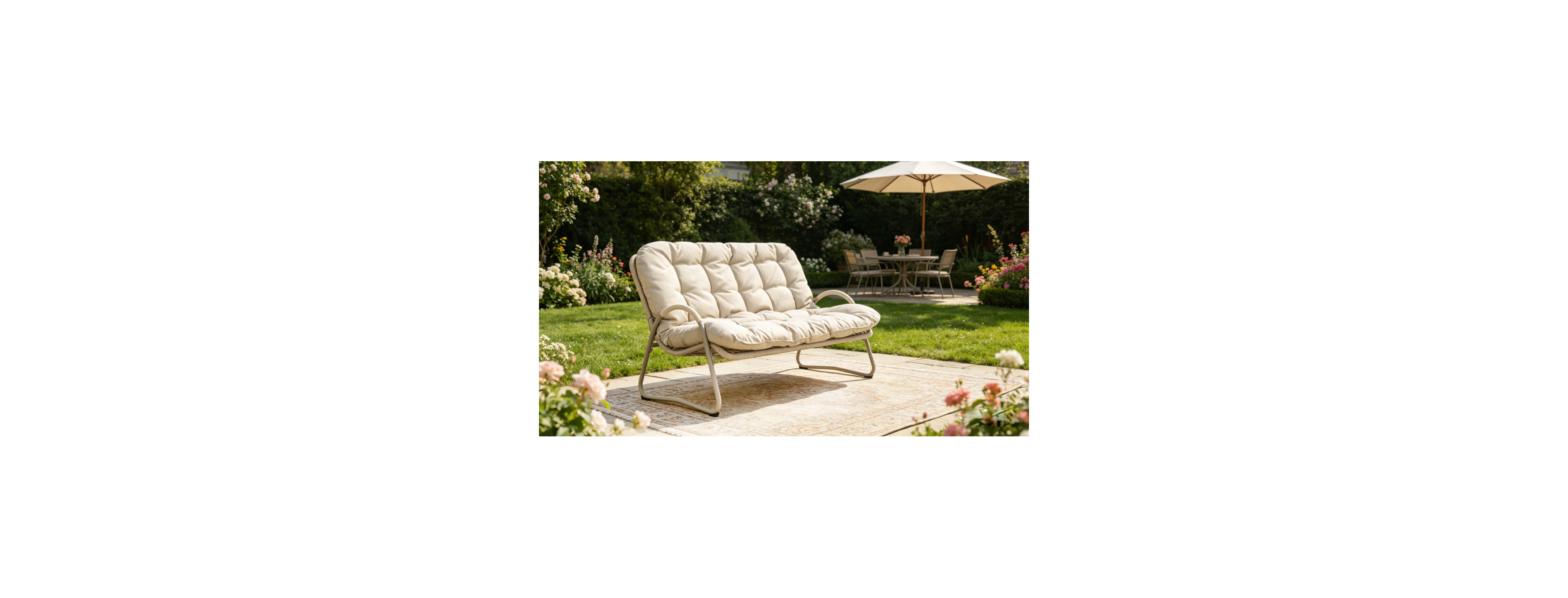 Streamdale Furniture Premium Outdoor Pe Rattan Double Chair with Metal Frame