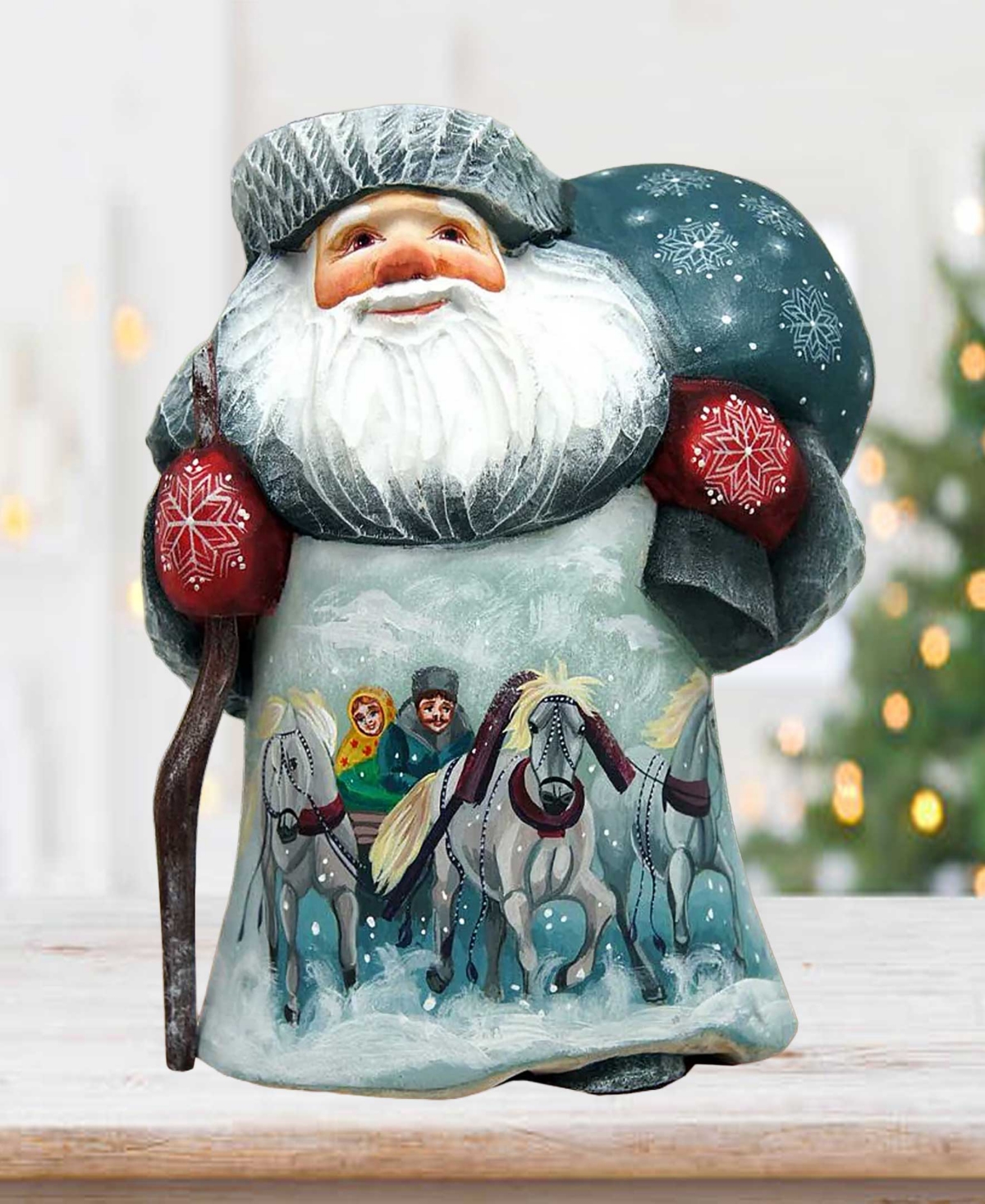 G.DeBrekht Woodcarved Hand Painted Dr Zhivago Santa Figurine