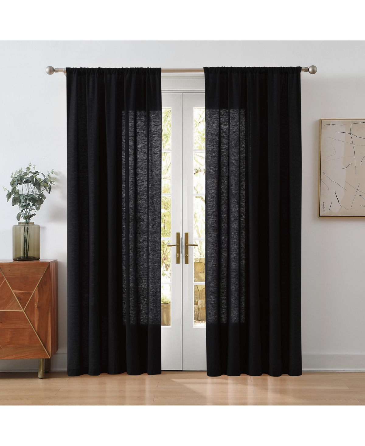 Cannon Percale 200 Thread Count Solid 100% Cotton Drape Pair 2 Piece Window Curtain