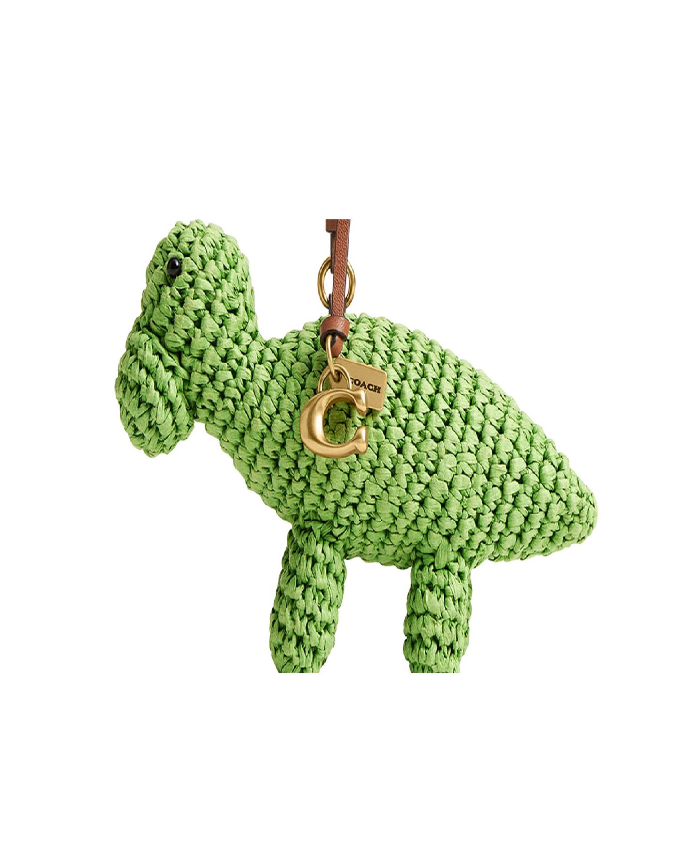 Женский брелок Coach Dino Straw Bag Charm, цвет: Зелёный / Латунный — фото 2