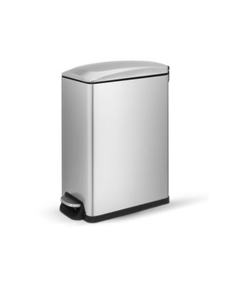 12 Gallon / 45L Stainless Steel Step Kitchen Trash Can, Rectangular Waste Basket with Soft Close Lid & Removable Inner Bucket
