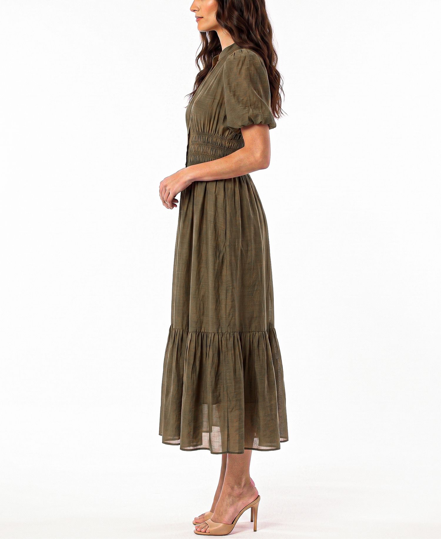 Women's Puff-Sleeve Shirt Dress