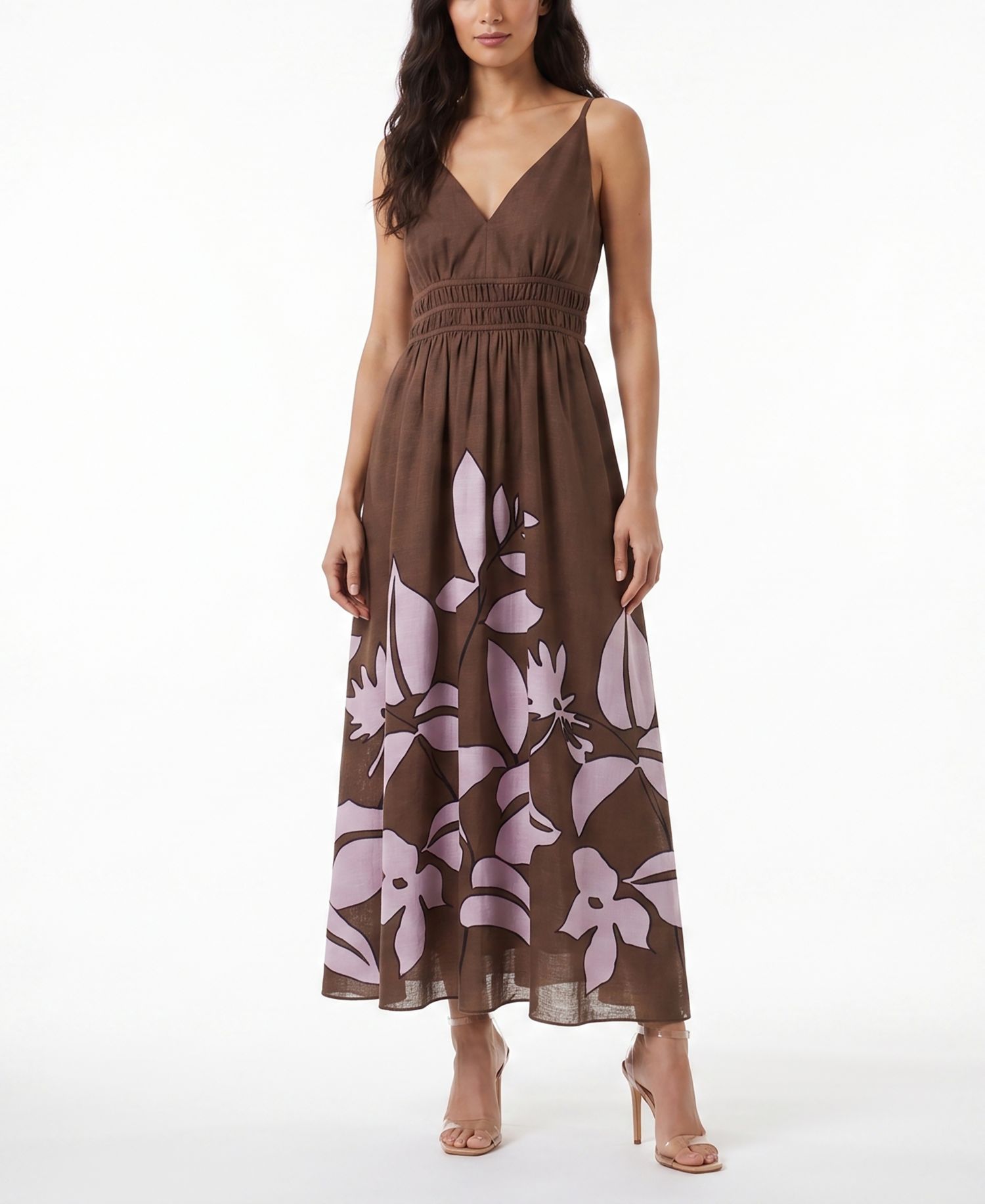 Women's Floral V-Neck Tiered A-Line Dress