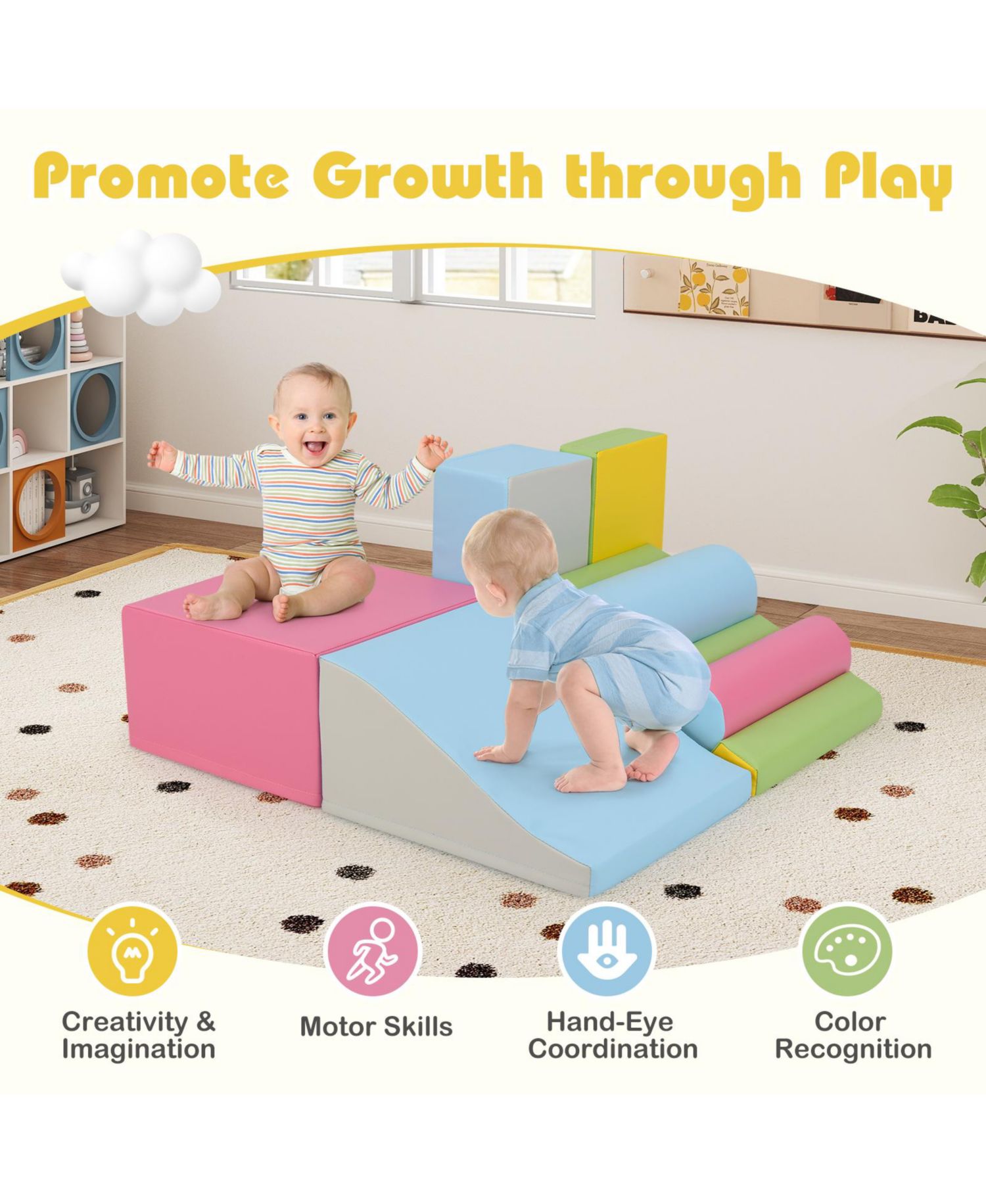 Toddler 7 Piece Foam Blocks for Indoor Climbing and Play Activities