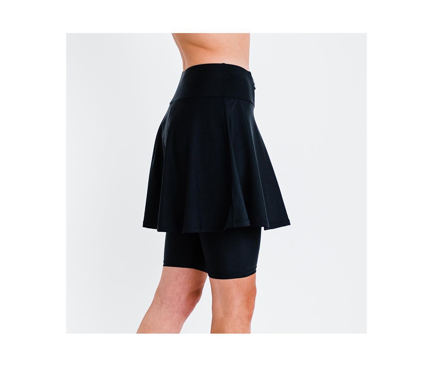 Женская юбка Calypsa Flared Mid-Thigh Swim Skirt With Bike Shorts, цвет: Чёрный — фото 5