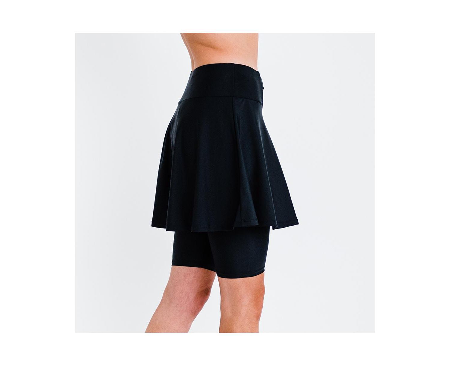 Women's Flared Mid-Thigh Swim Skirt With Bike Shorts