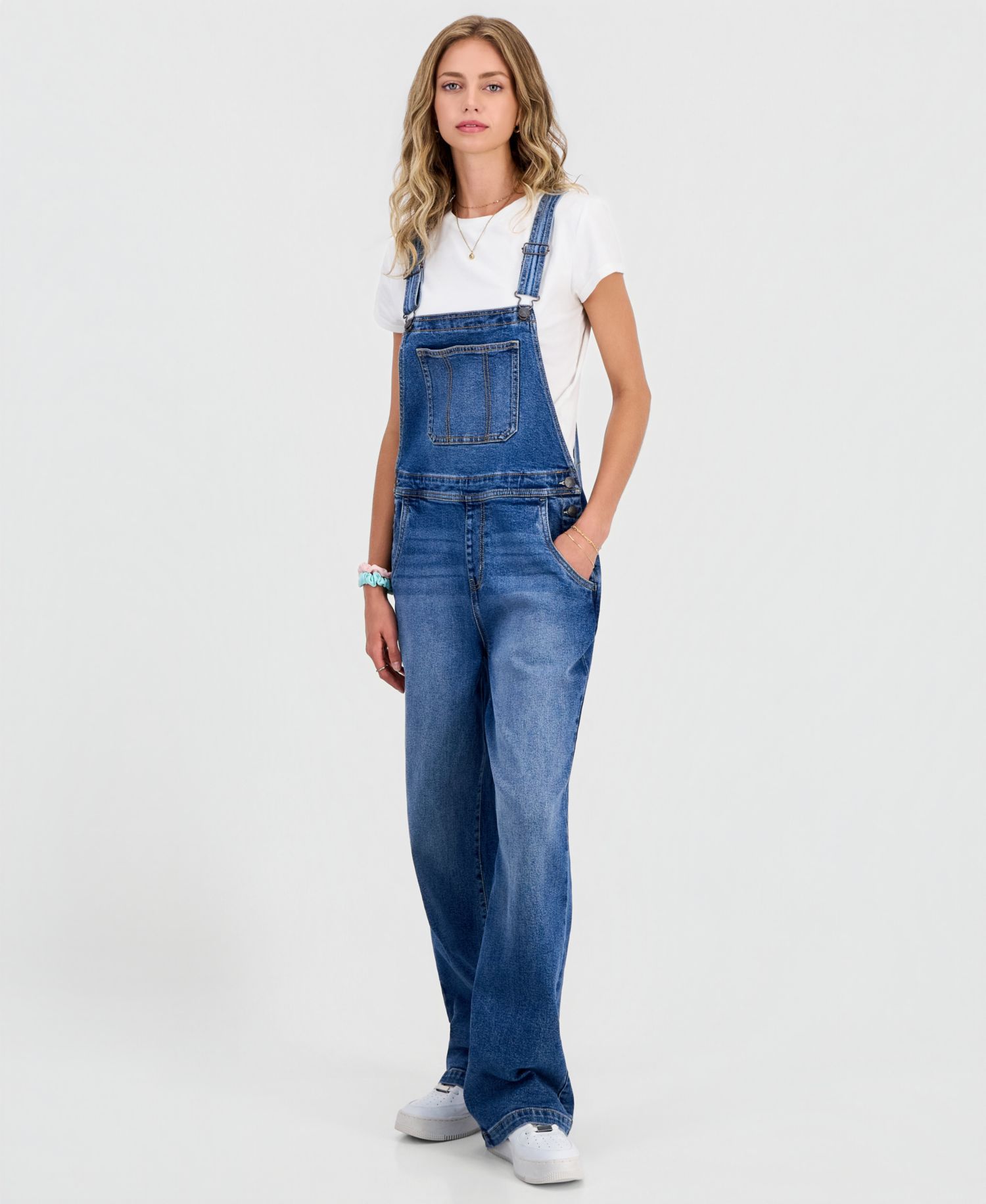 Juniors' Slouchy Denim Overalls