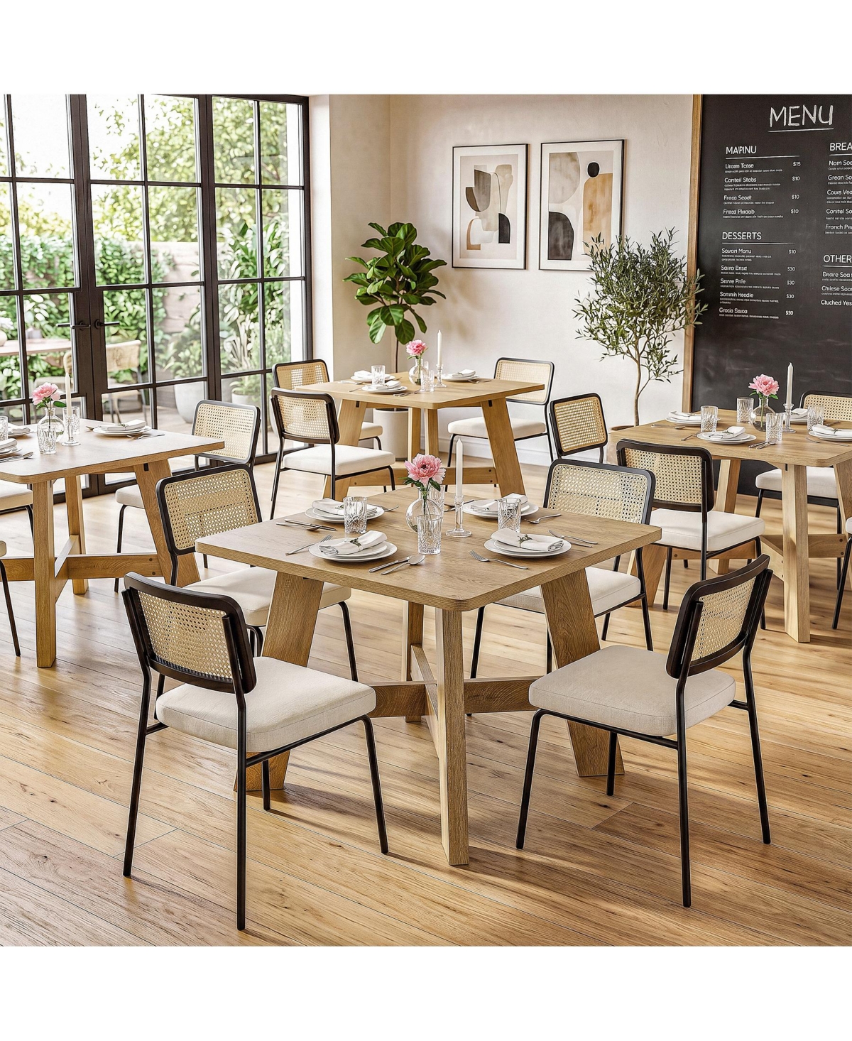 Tribesigns 39.37" Square Dining Table for 4, Small Wood Kitchen Table
