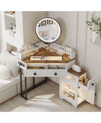 Corner Vanity with Mirror and Lights