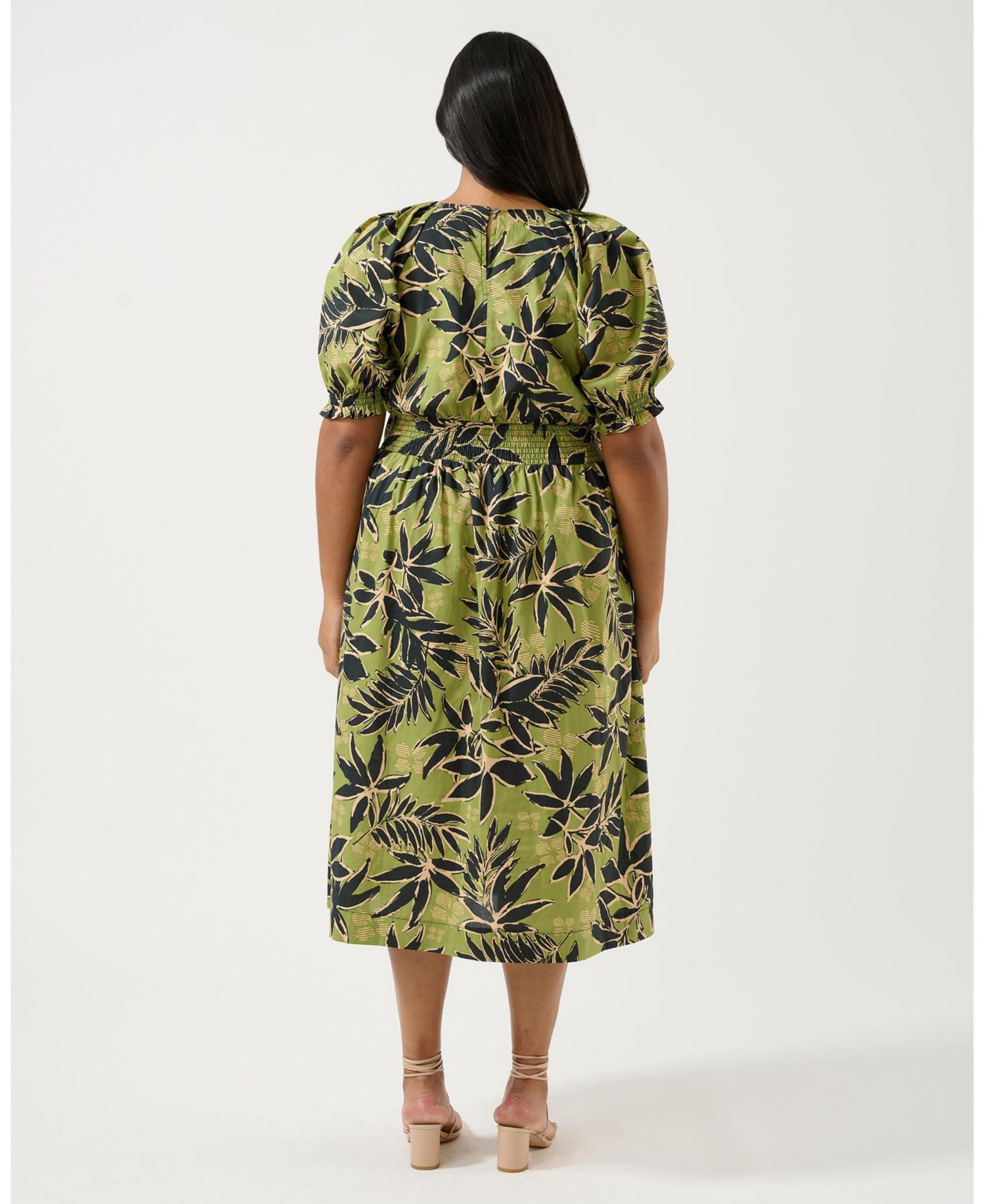 Women's Wildleaf Print Cotton Fit Flare Midi Dress