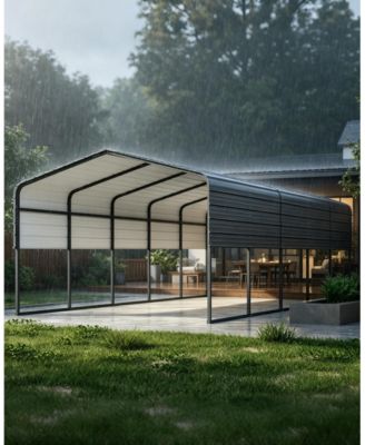 13 x 26 x 10 FT Heavy Duty Iron Carport Garage for Cars Trucks Boats RV, Outdoor Metal Vehicle Shelter with Side Supports