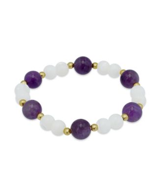 14k Gold-Plated Over Brass Imitation Pearl Beads Stretch Bracelet