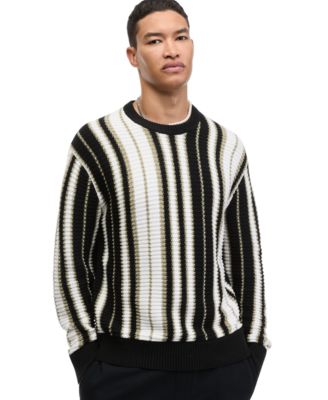 Men's Vertical Stripe Relaxed Crewneck Sweater