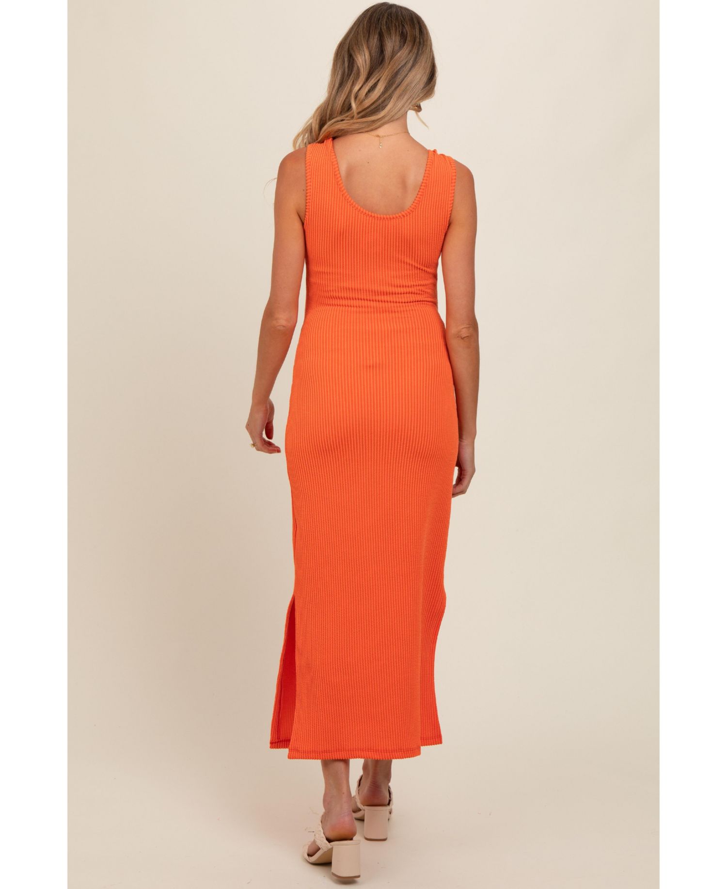 Women's Ribbed Side Slit Maxi Dress