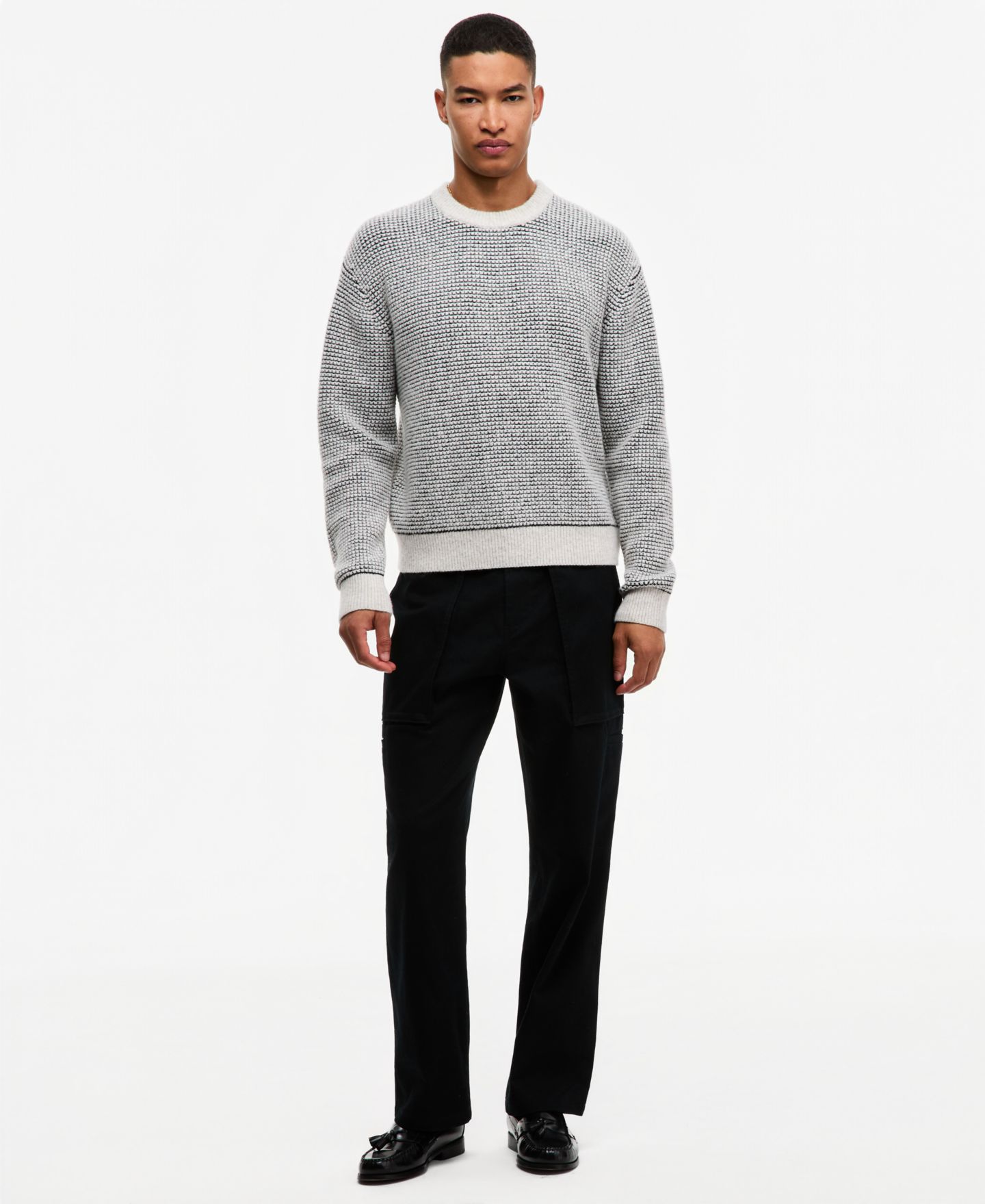 Мужской свитер Mode of One Long-Sleeve Waffle-Knit, цвет: Глубокий чёрный — фото 2