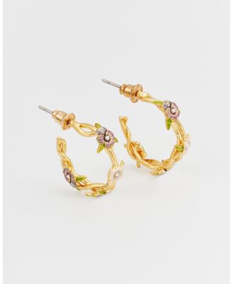 Gold Wildflower Hoop Earrings