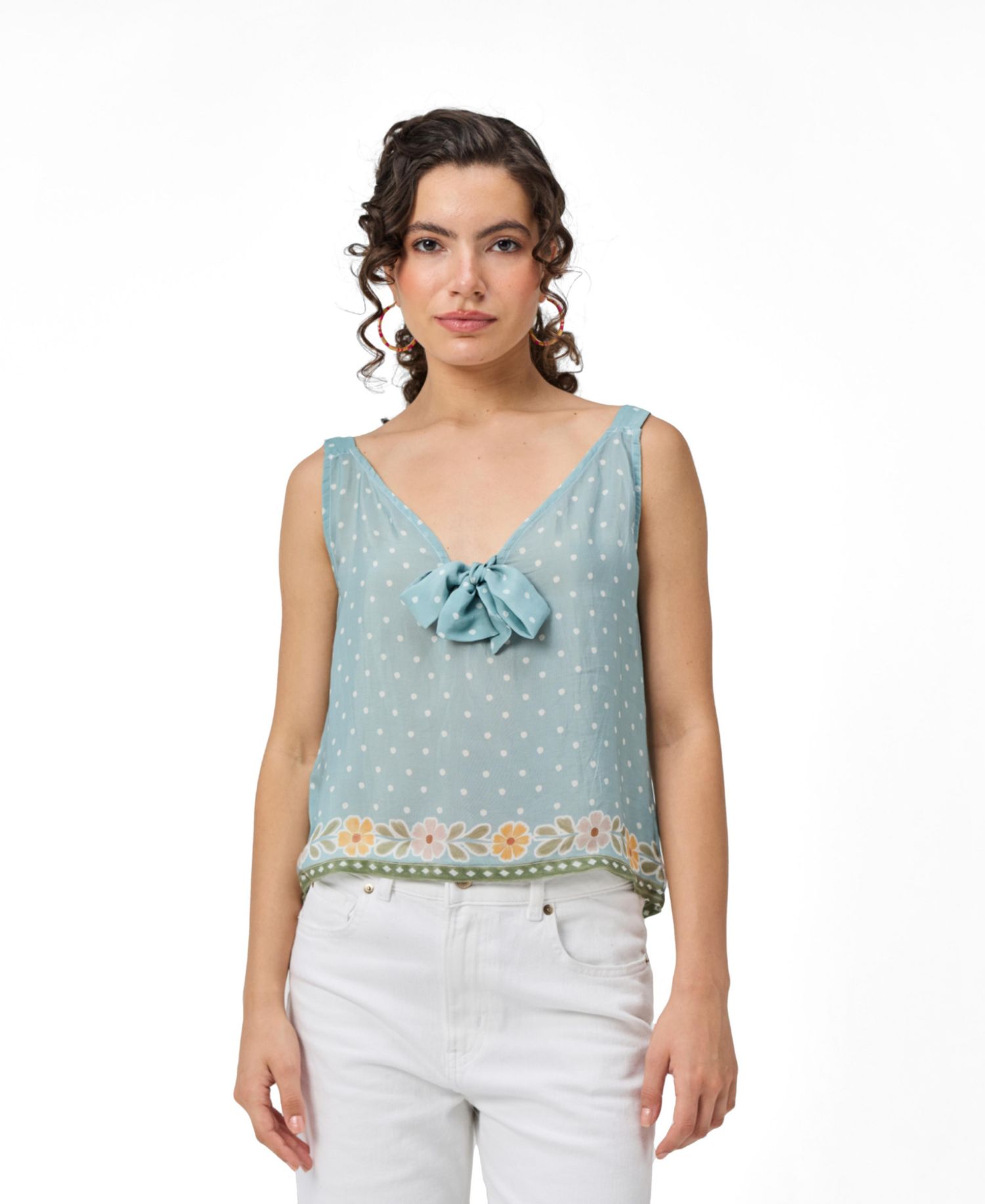 Women's Bow Bemberg Tie Cami Top