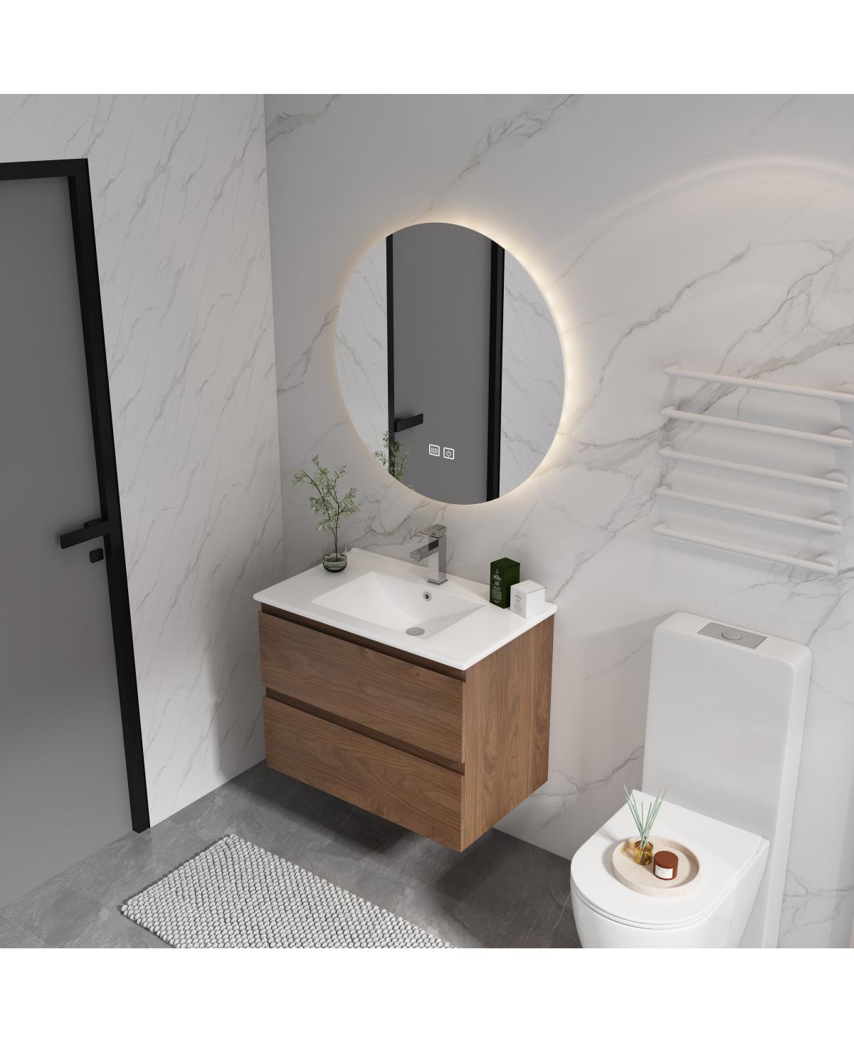 Sillysis Inch Wall Mounted Bathroom Vanity with Ceramic Sink