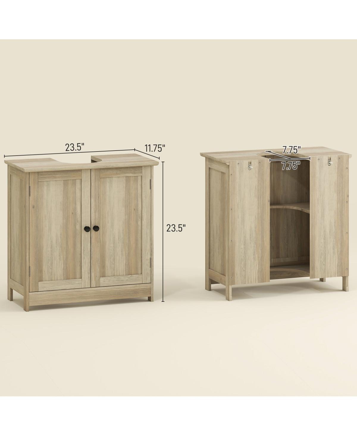 Sillysis 23.5 Inch Bathroom Under Sink Storage Cabinet, Mdf Freestanding Vanity with Adjustable Shelf and Double Doors for Small Bathrooms
