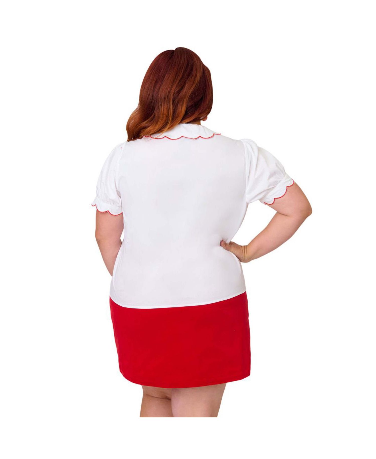 Plus Size Embriodered Puff Sleeve Top