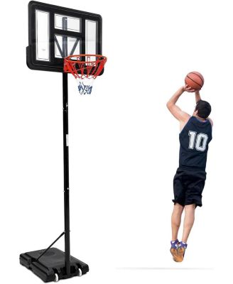 Portable Basketball Hoop for Kids and Adults, Adjustable Outdoor Basketball Goal System for Backyard Driveway Indoor Play, Durable Steel Frame