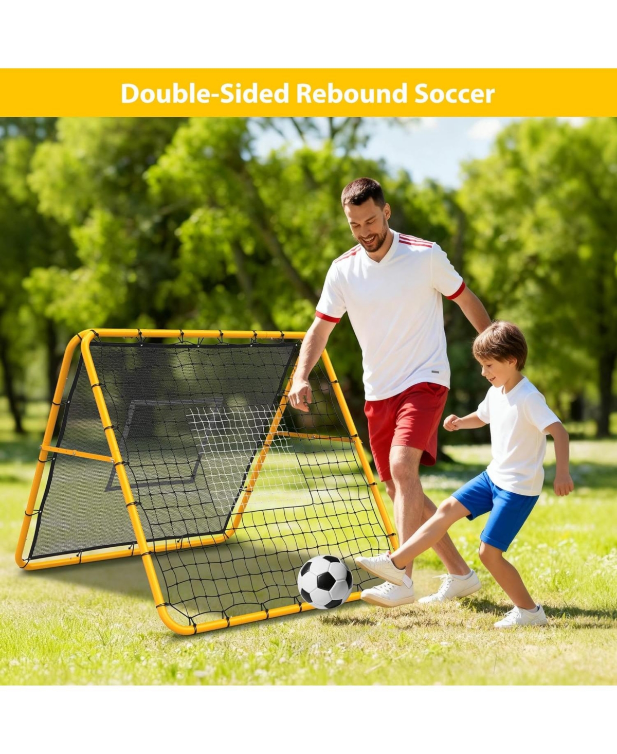 Xo Adjustable Soccer Rebounder Net 6x4 Ft, Double-Sided Trainer with Steel Frame, Easy Setup Soccer Practice Net