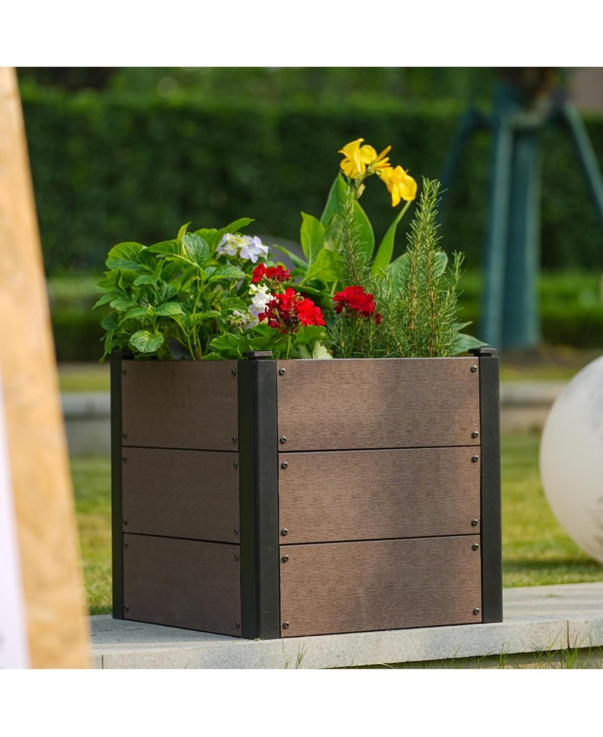 Xo Wood Raised Garden Bed , Outdoor Planter Box with Bottom, Elevated Garden Bed for Vegetables, Flowers, Patio
