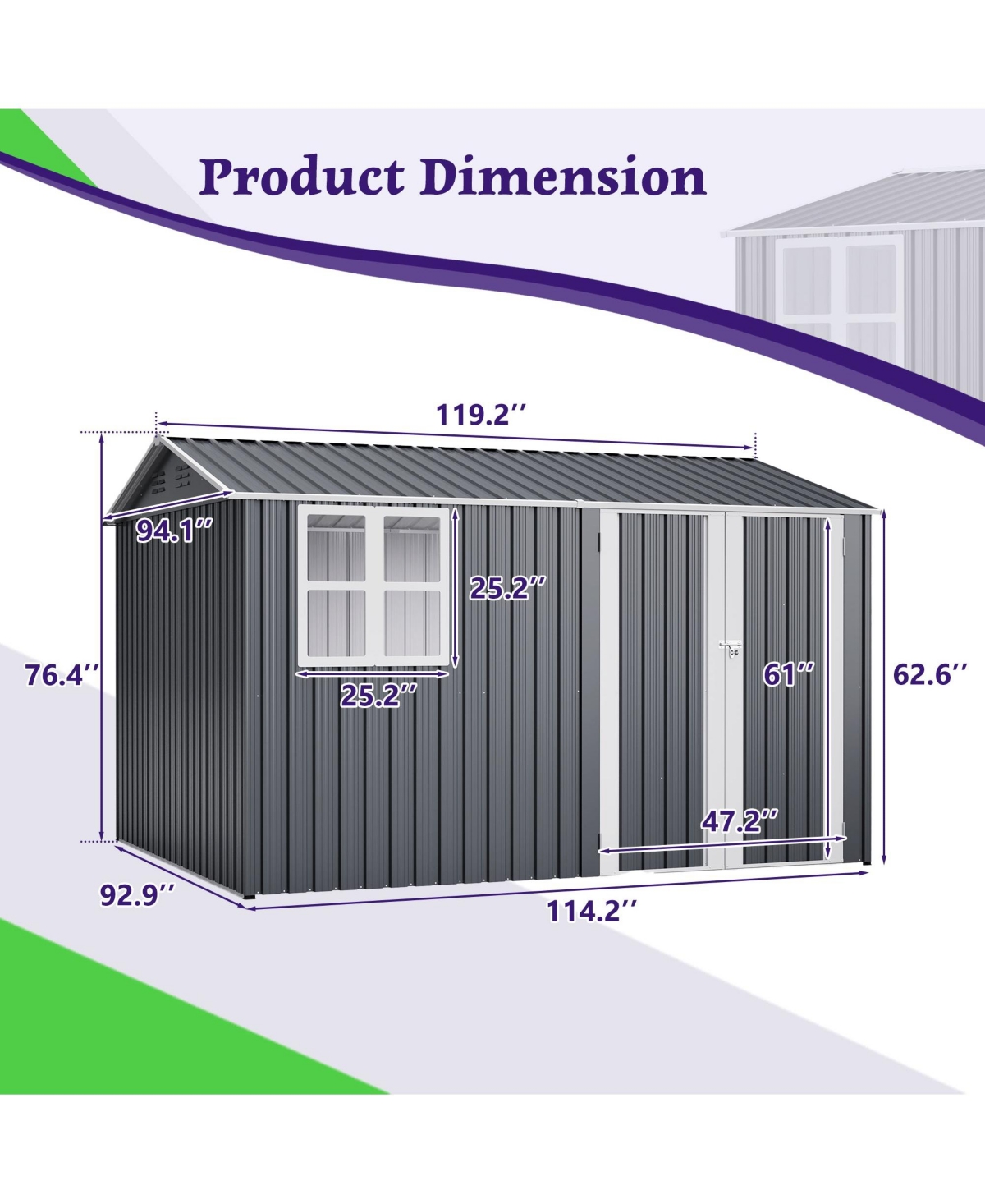Mondawe 10x8 Feet Outdoor Metal Storage Shed With Lockable Doors And Window