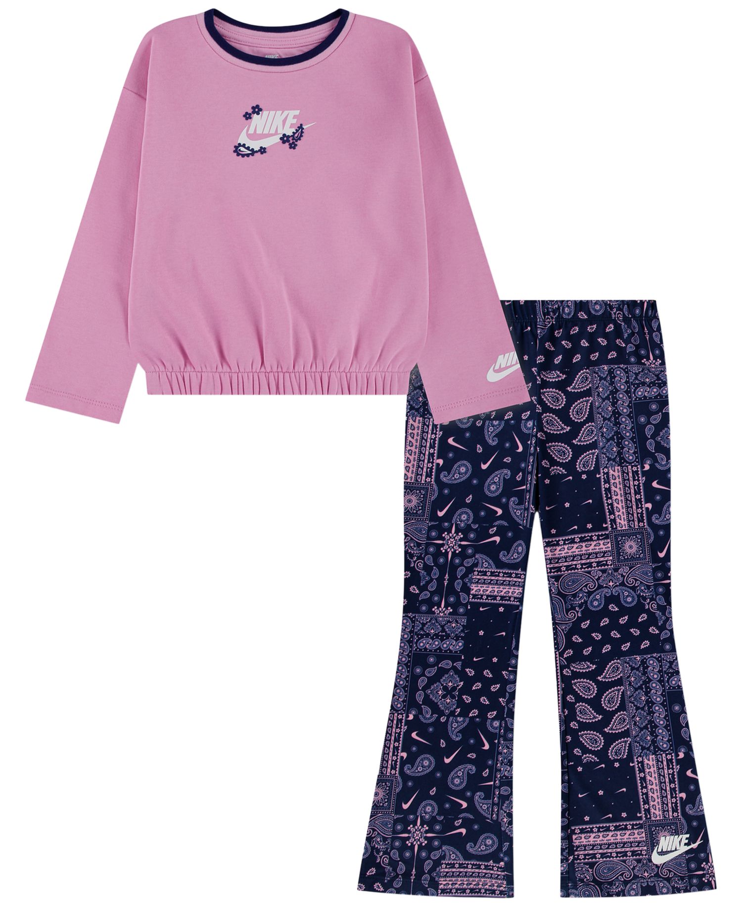 Girls' 2T-6X Retro Remix Long-Sleeve Top and Leggings, 2-Piece Set