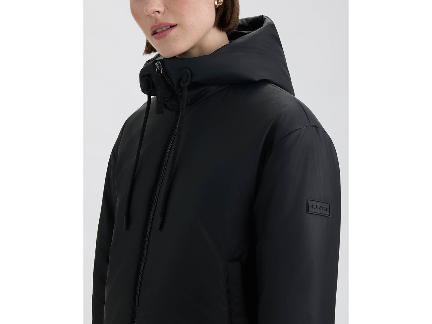 Женская куртка Hunter Short Puffer, цвет: Чёрный — фото 4