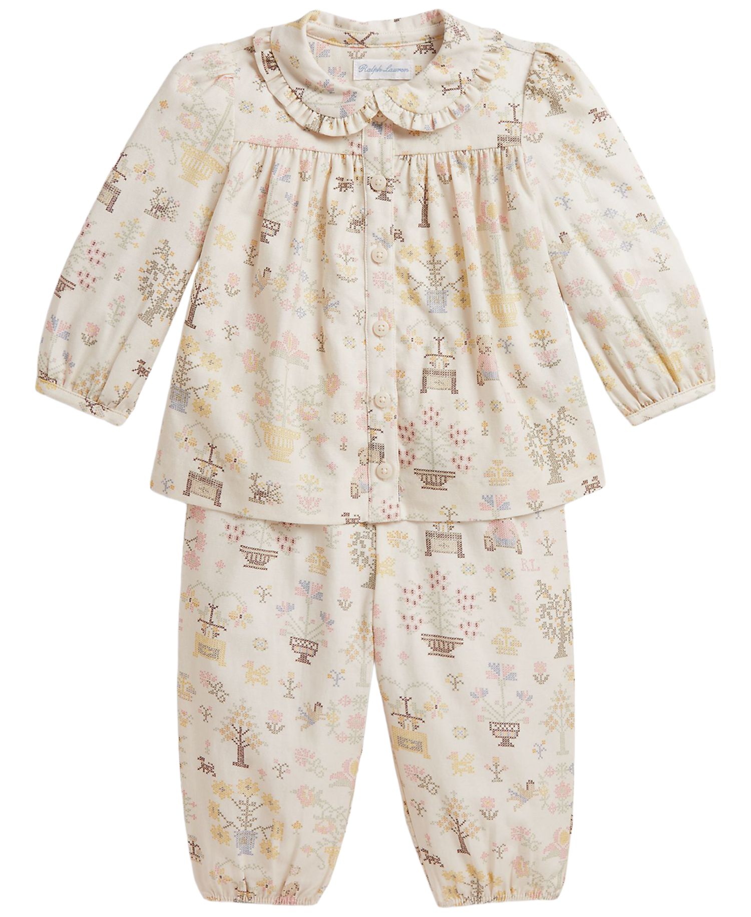 Baby Girls' Polo Bear Long-Sleeve Top and Pants, 2-Piece Set
