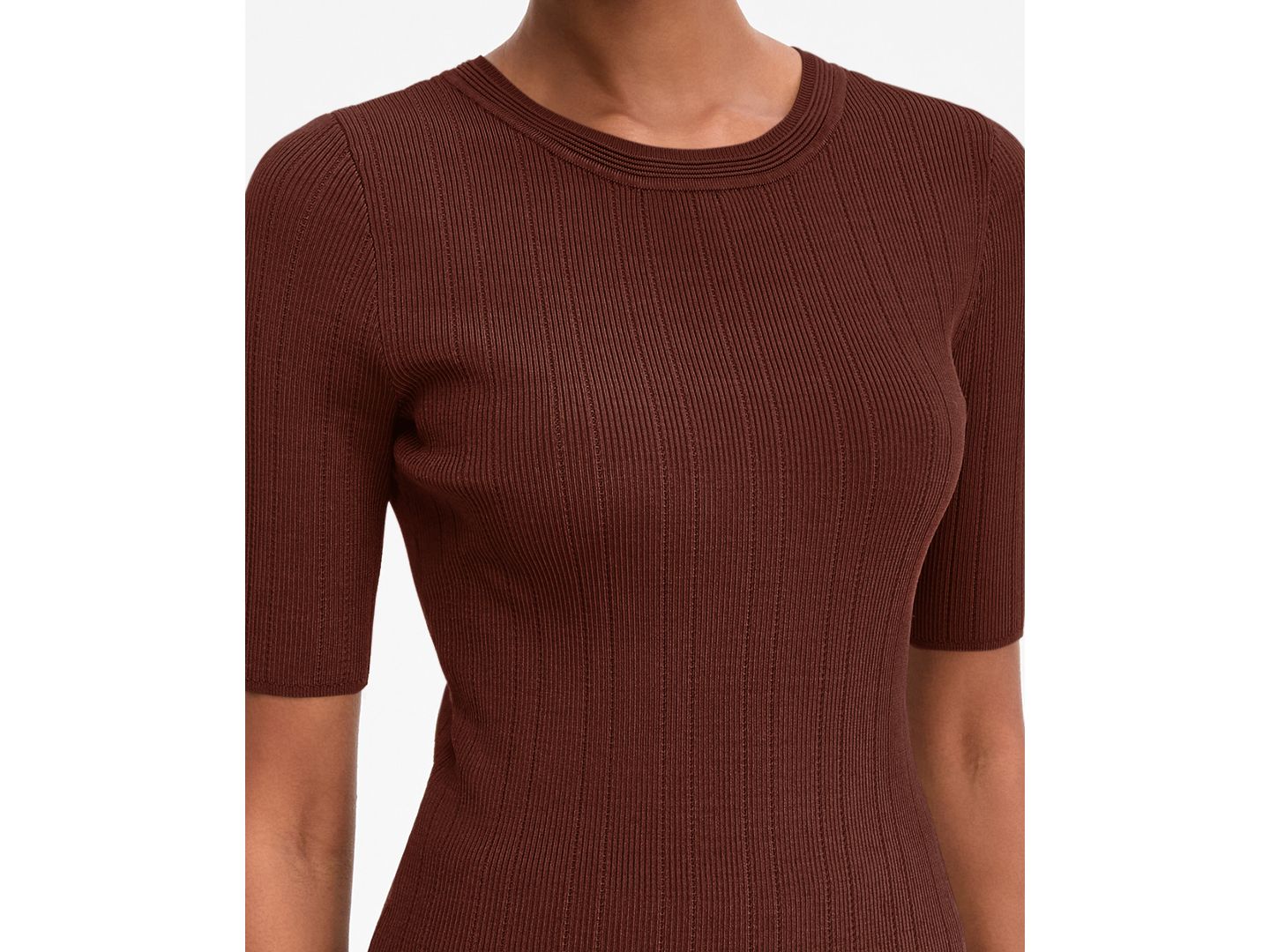Женский свитер I.N.C. International Concepts Rib-Knit Crewneck, цвет: Медный ржавый — фото 3