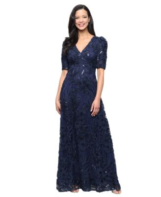 Women's V-Neck Long Embroidered Dress
