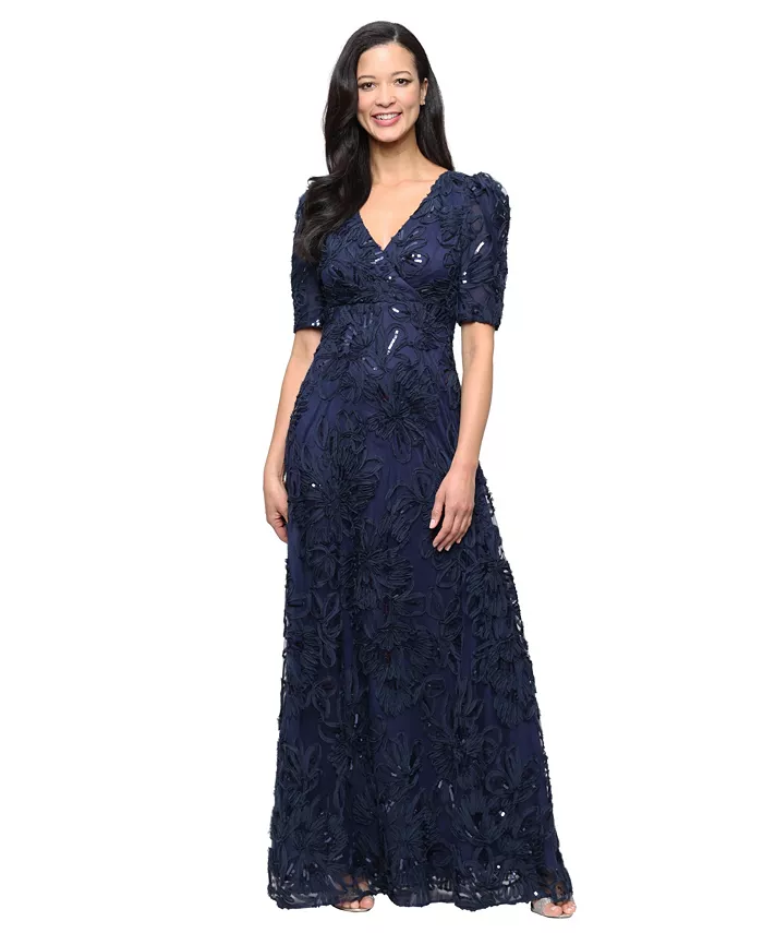 Women's V-Neck Long Embroidered Dress