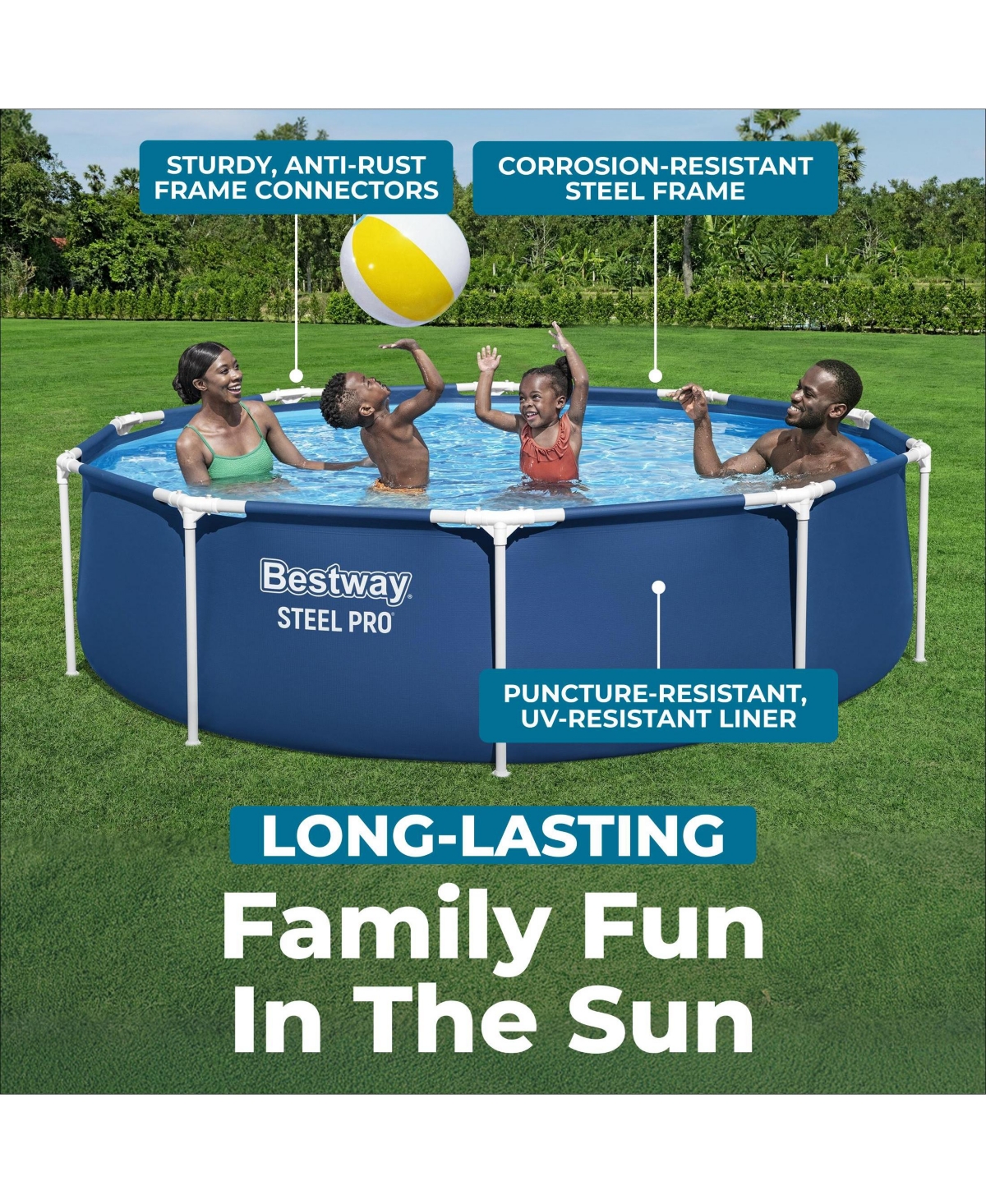 Bestway Steel Pro 12' x 30" Round Above Ground Pool Set with DuraPlus Liner