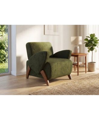Velvet Accent Chair with Birch Legs