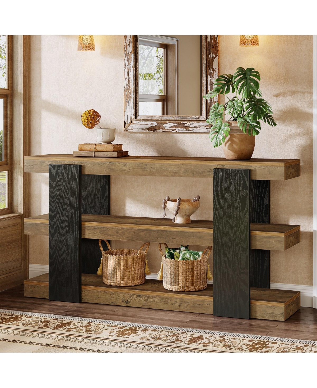 Slickblue 3-Tier Sofa Console Table with Storage for Entryway or Hallway
