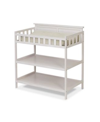 Farmhouse Changing Table with Pad and Shelves, Weathered